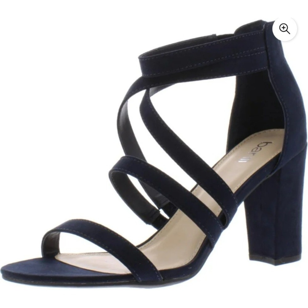 Bar III Navy Blue Faux‎ Suede Multi Strap Block Heel Gladiator Sandals Womens 9M